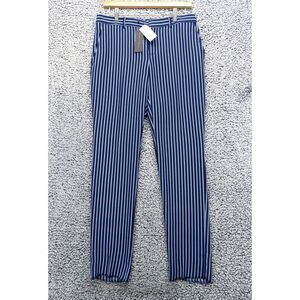 NWT Banana Republic Ryan Pants Size 4 Slim Straight Mid Rise Striped Office Blue